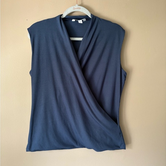Nine West Tops - Women’s Nine West Surplice Wrap Top Navy Blue Size Large
